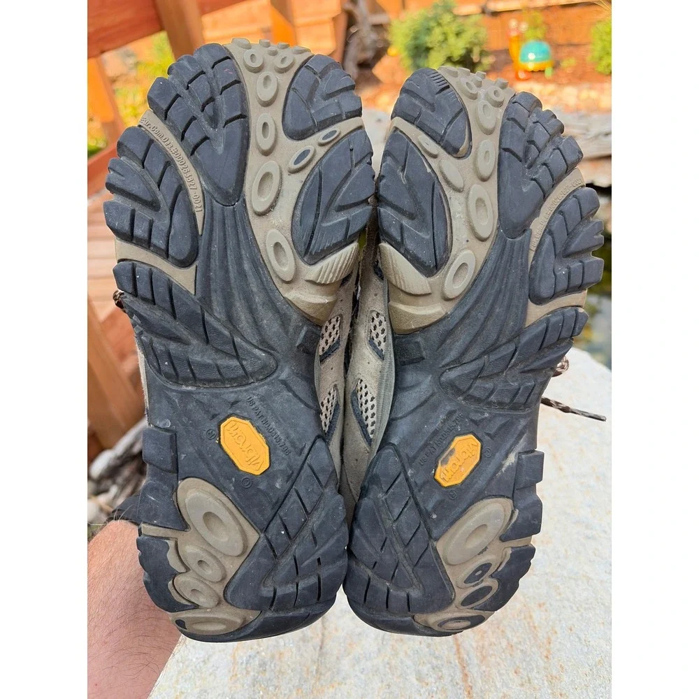 Merrell Moab Ventilator men's 8 Hiking Shoes Brown Suede Mesh Vibram Continuum